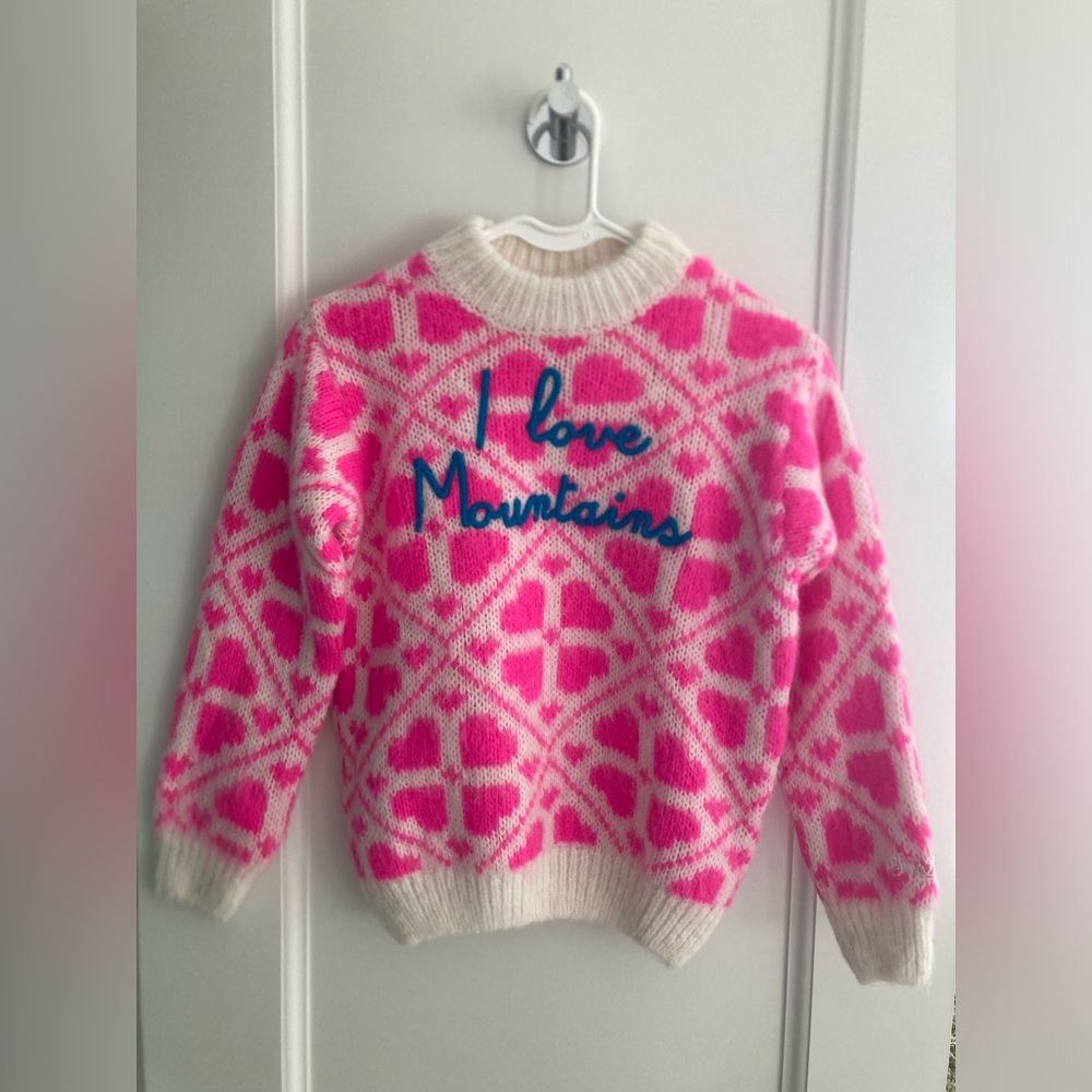 Pink and White Women's Sweater